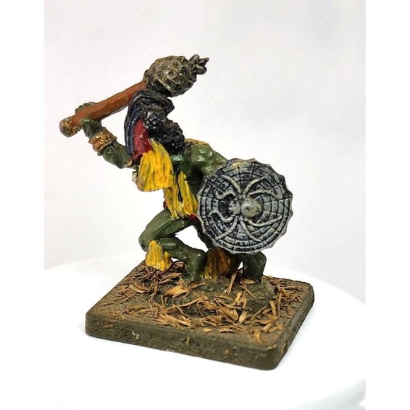 Vintage Orc Rare Stone Made Ogre Warrior With Spider Embossed Shield And Weapon - Picture 1 of 16